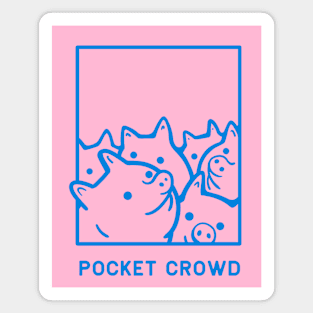 Pack of cute little piglets in blue ink Magnet